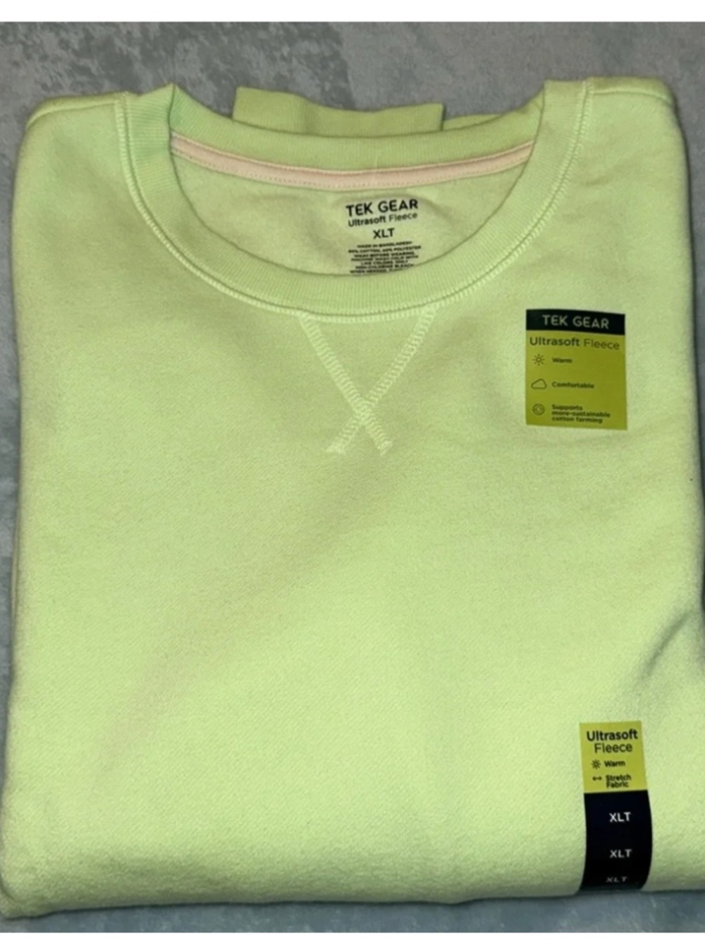 Tek Gear Women’s Bright Lime Green Crewneck Sweatershirt XL Tall XLT Misses NEW